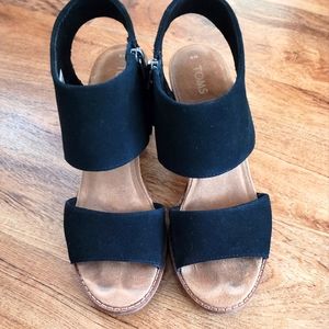 TOMS Majorca black suede heels size 8